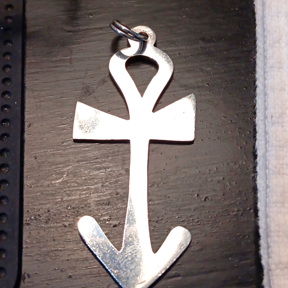 Silver Ankh with male symbol,  in one unique pendant.